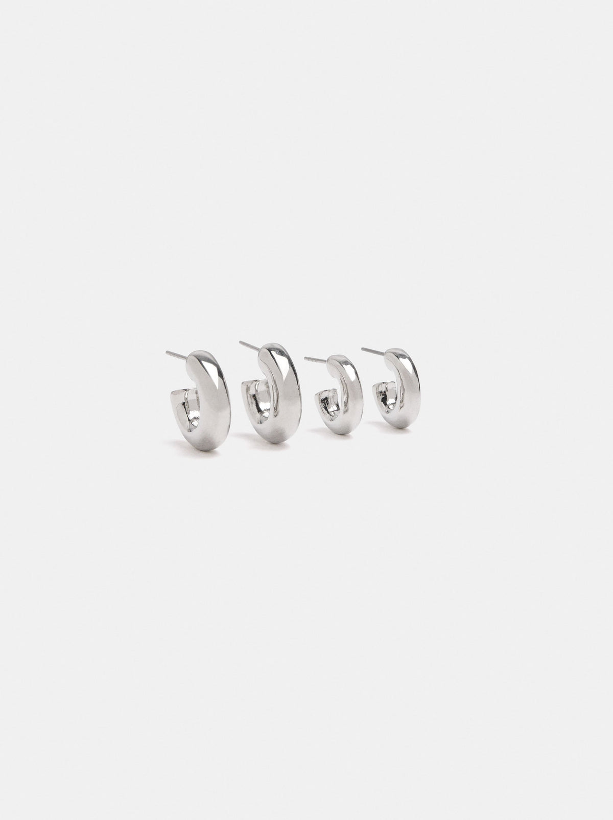 Set Of Silver Hoop Earrings