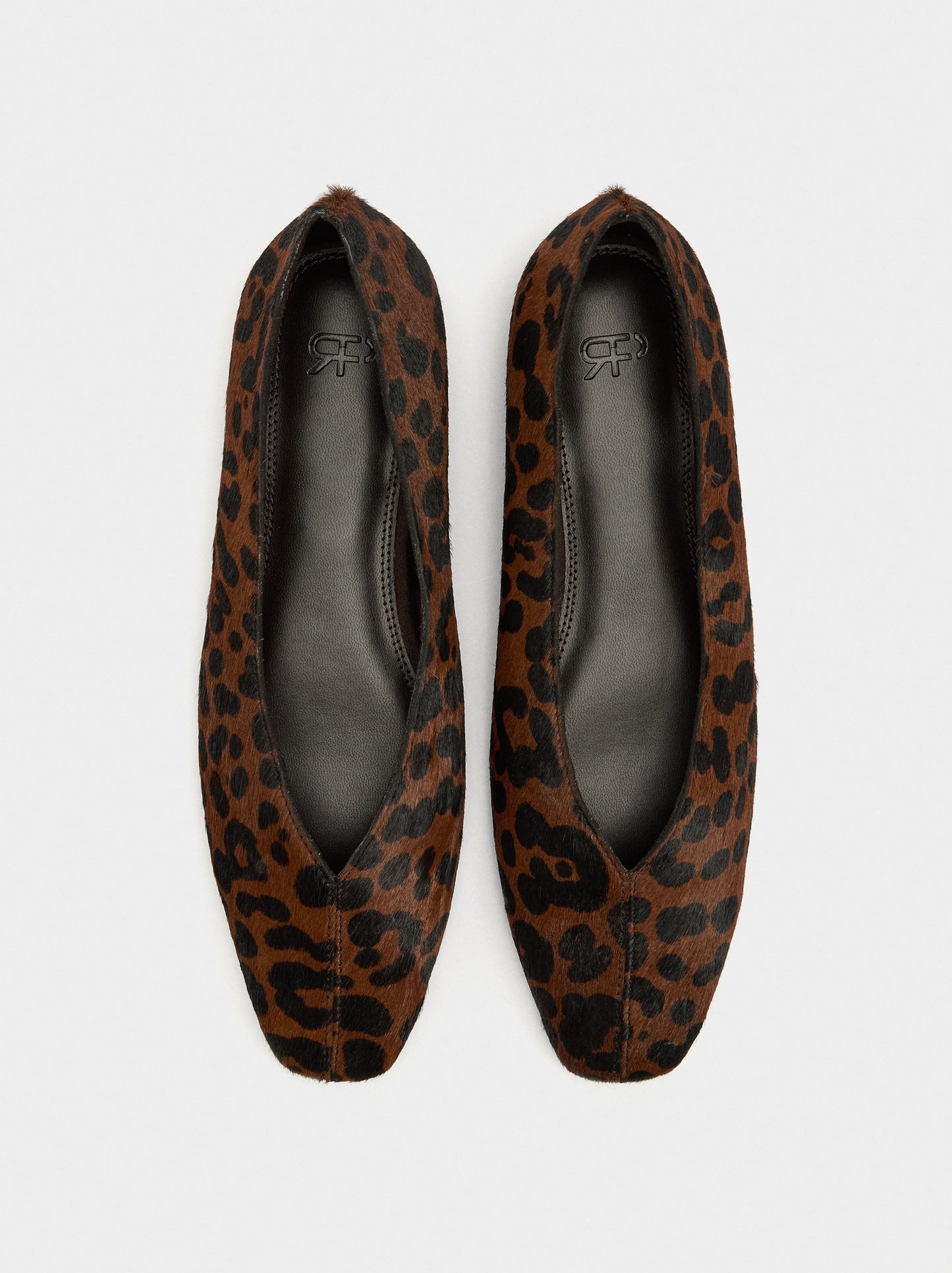 Leather Ballet Flats Printed With Animal Print