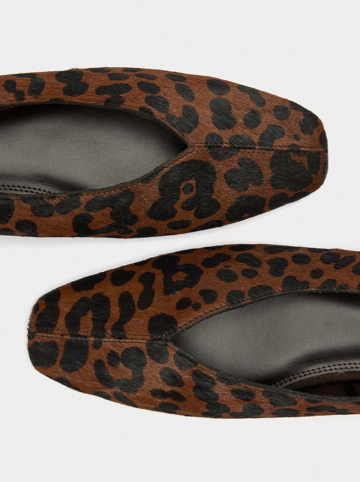 Leather Ballet Flats Printed With Animal Print