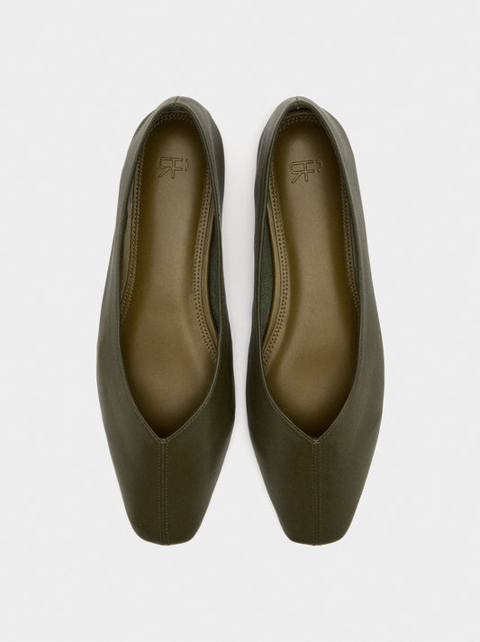 Leather Ballet Flats With Topstitching