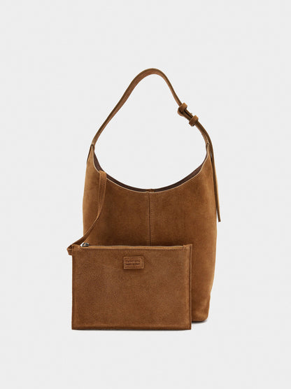 Suede Bucket Bag With Inner Pouch