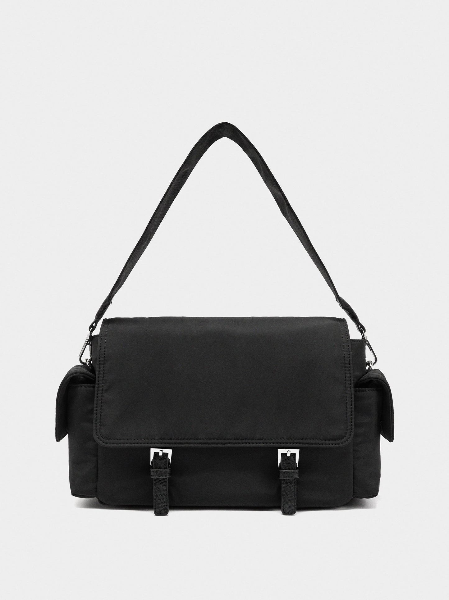 Nylon Crossbody Bag With Flap