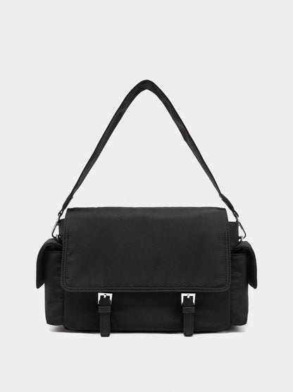 Nylon Crossbody Bag With Flap