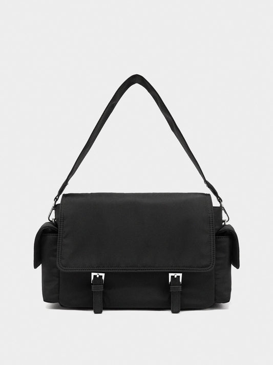 Nylon Crossbody Bag With Flap