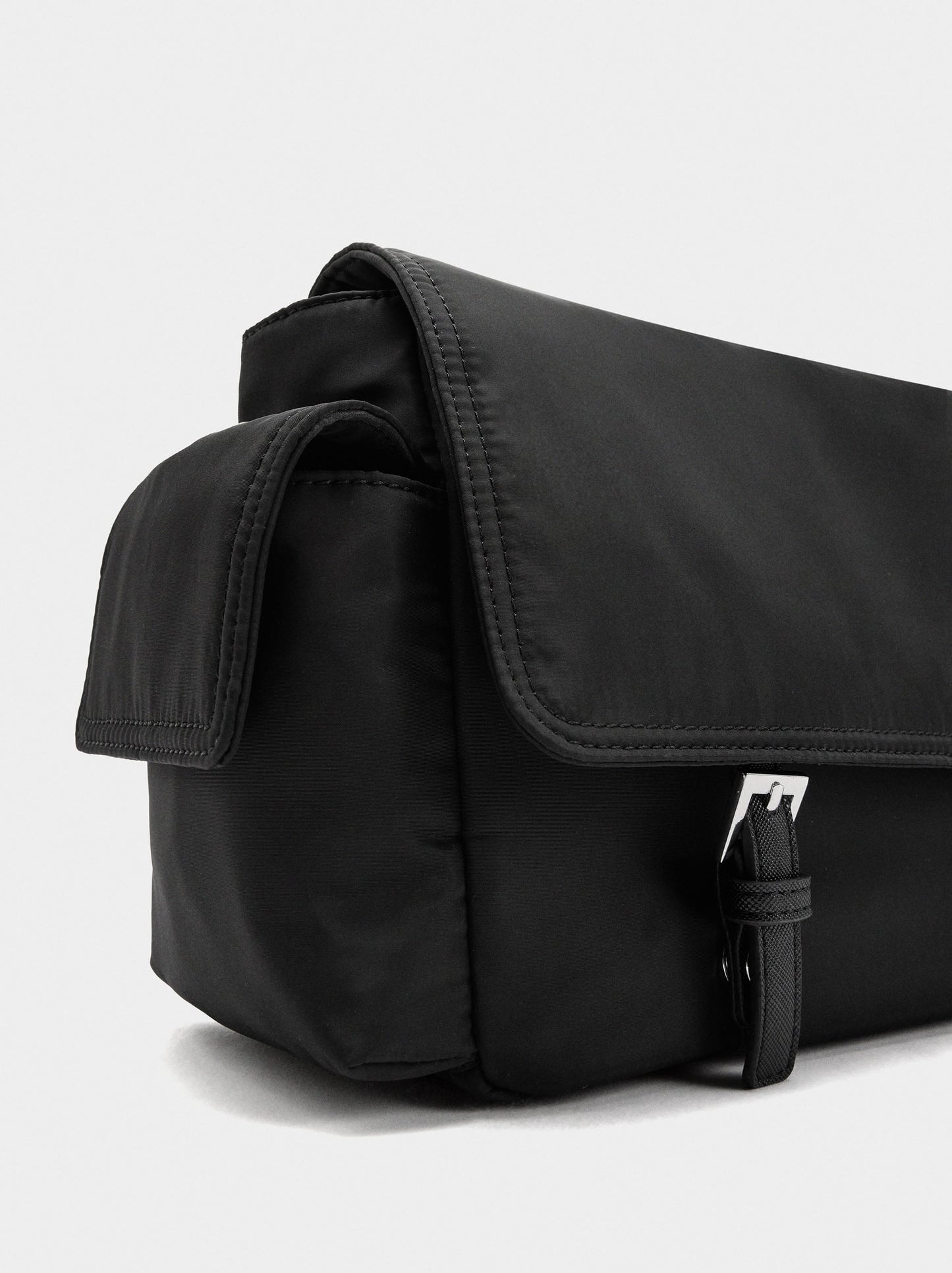 Nylon Crossbody Bag With Flap