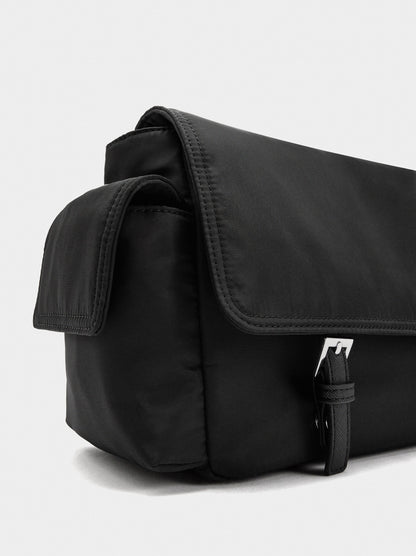 Nylon Crossbody Bag With Flap