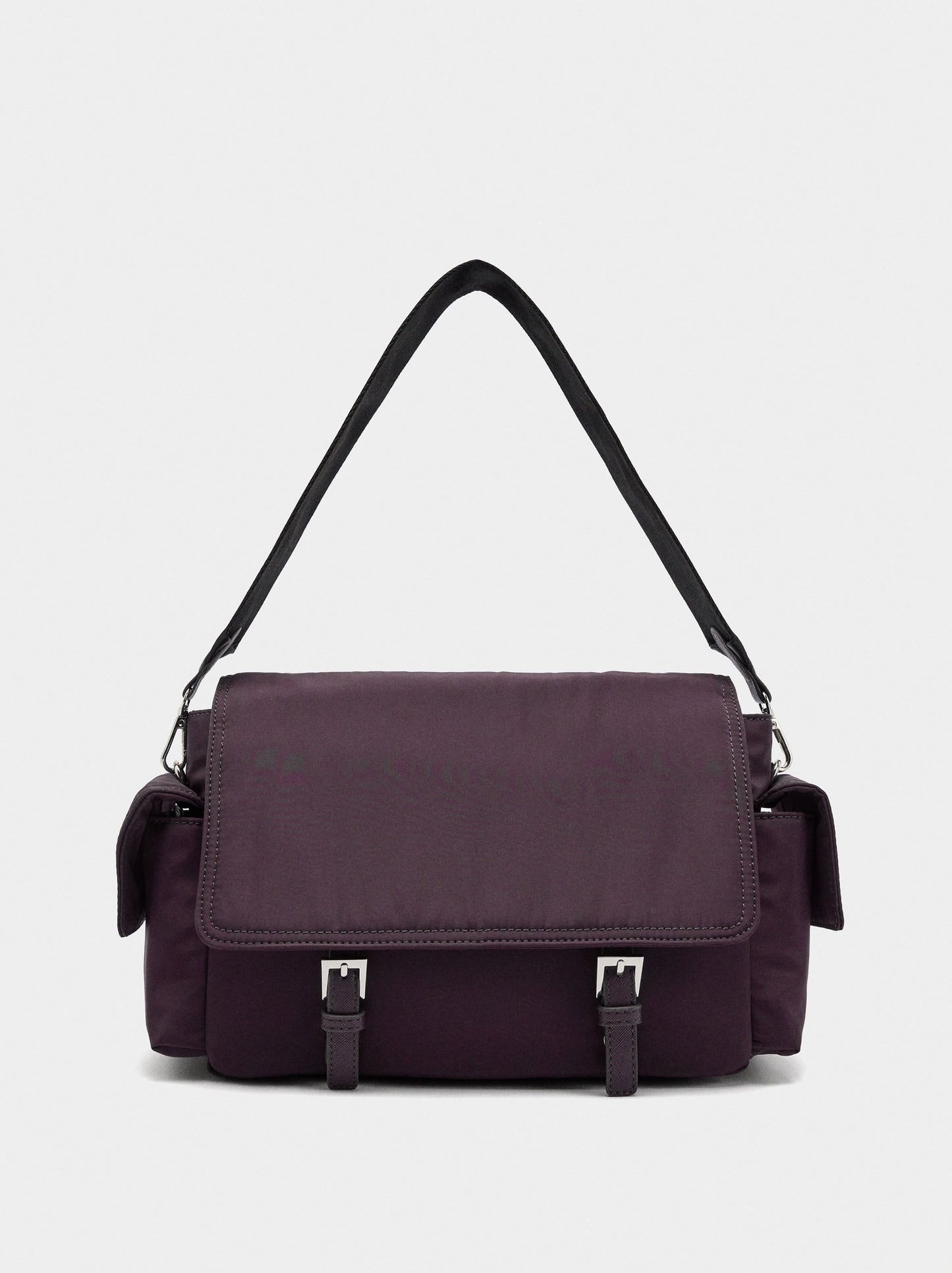 Nylon Crossbody Bag With Flap