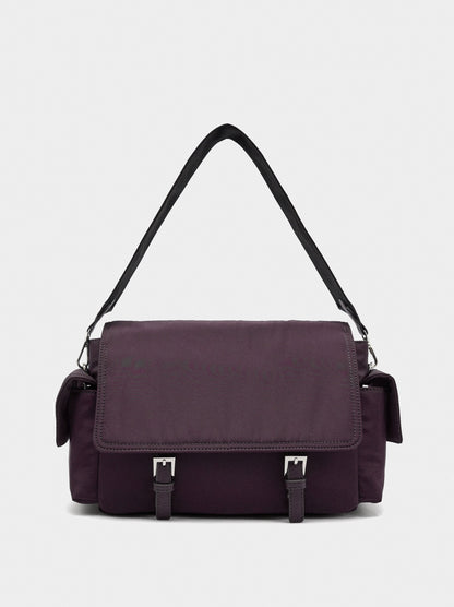 Nylon Crossbody Bag With Flap
