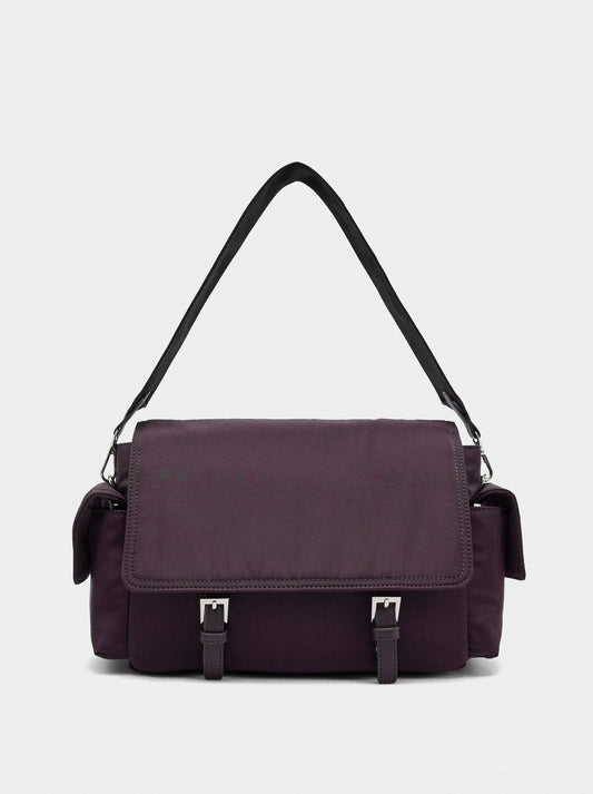 Nylon Crossbody Bag With Flap