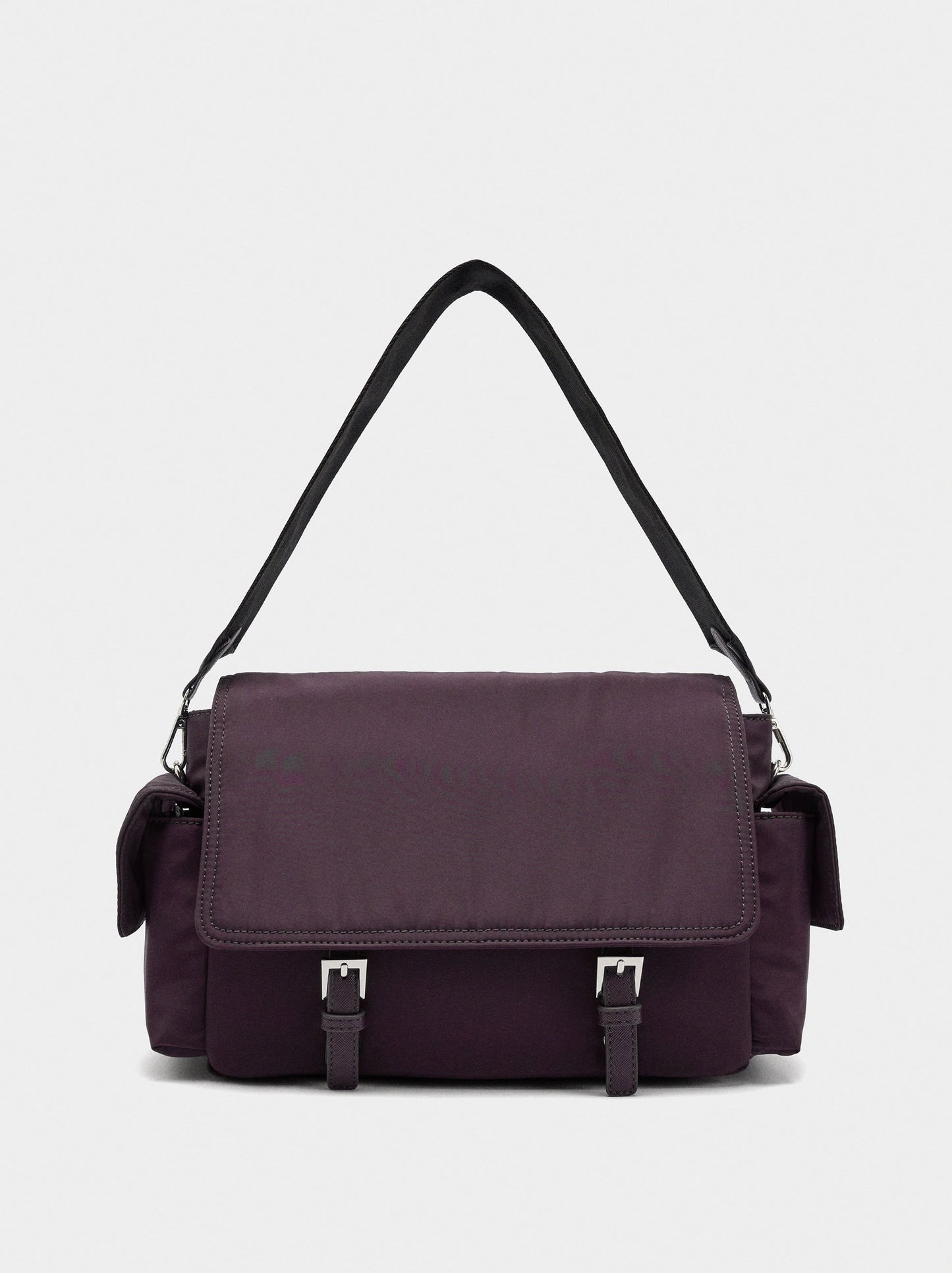 Nylon Crossbody Bag With Flap