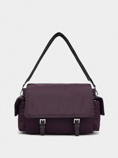 Nylon Crossbody Bag With Flap