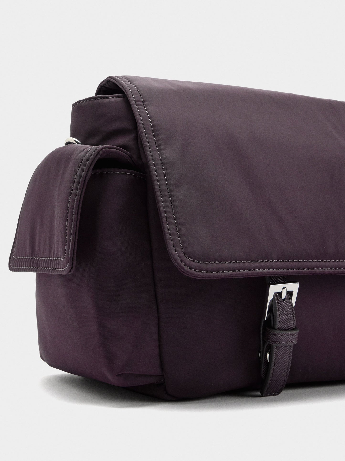 Nylon Crossbody Bag With Flap