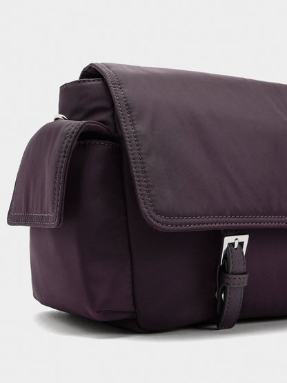 Nylon Crossbody Bag With Flap