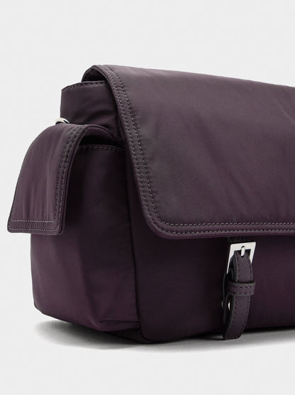 Nylon Crossbody Bag With Flap