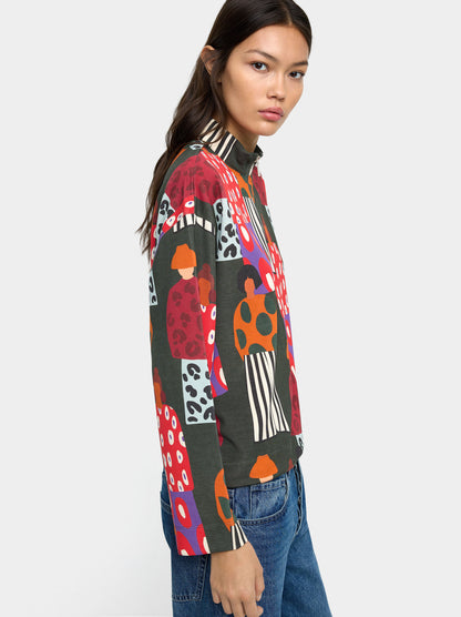 Printed Sweatshirt With Zipper Closure