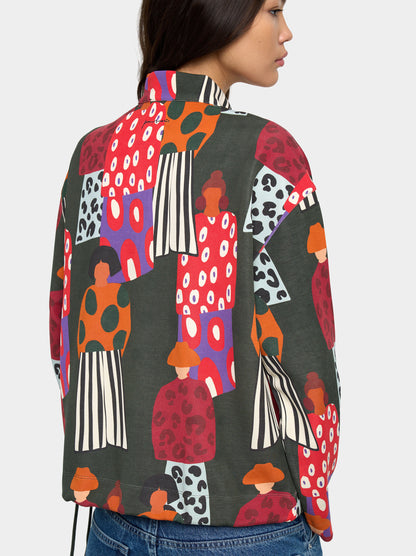 Printed Sweatshirt With Zipper Closure