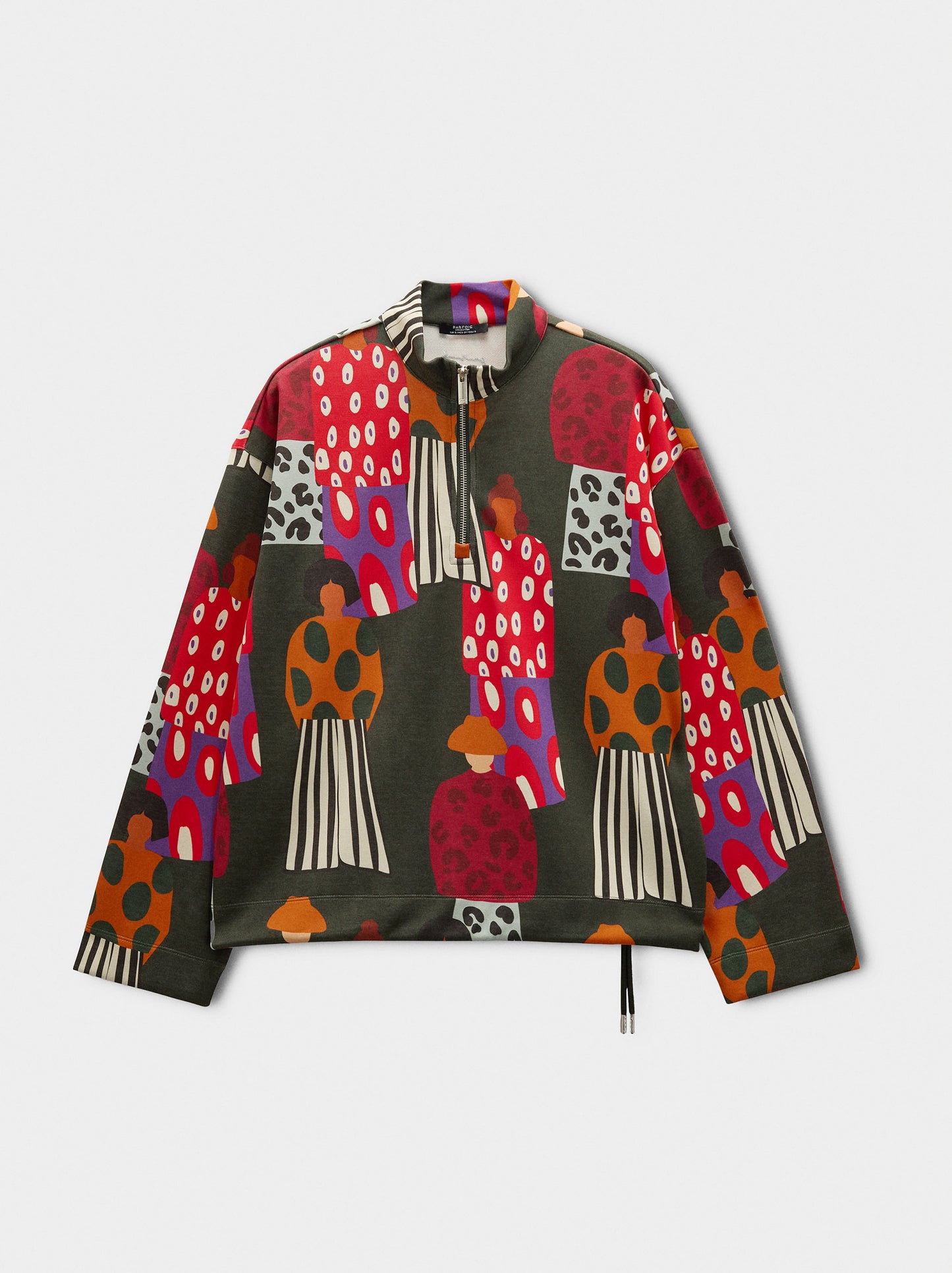 Printed Sweatshirt With Zipper Closure