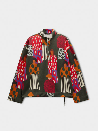 Printed Sweatshirt With Zipper Closure