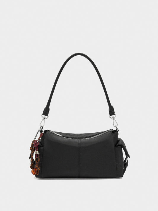 Nylon Crossbody Bag With Pendant