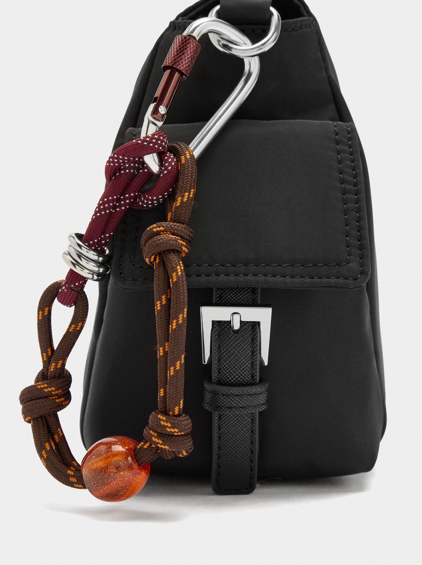 Nylon Crossbody Bag With Pendant