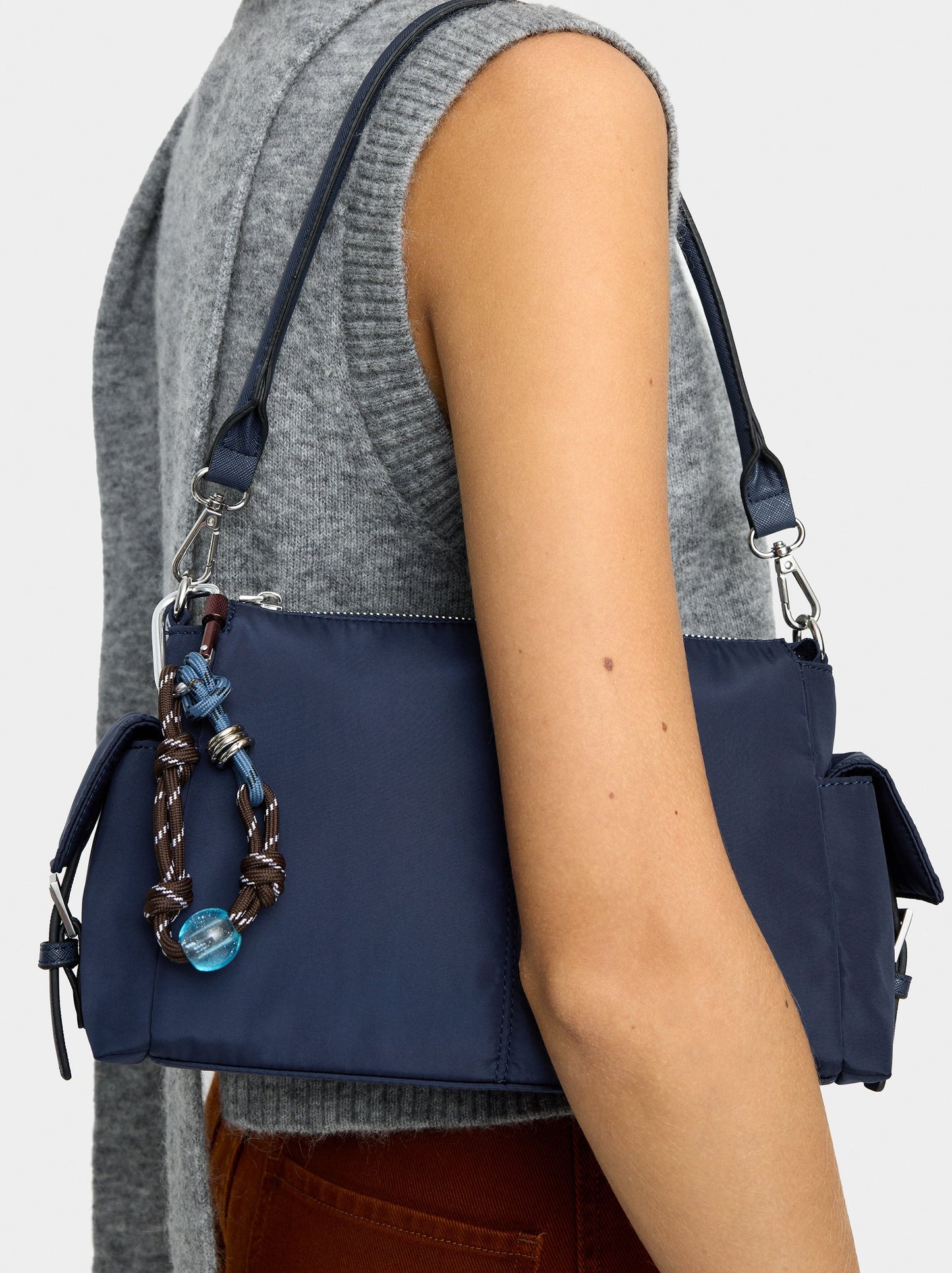 Nylon Crossbody Bag With Pendant