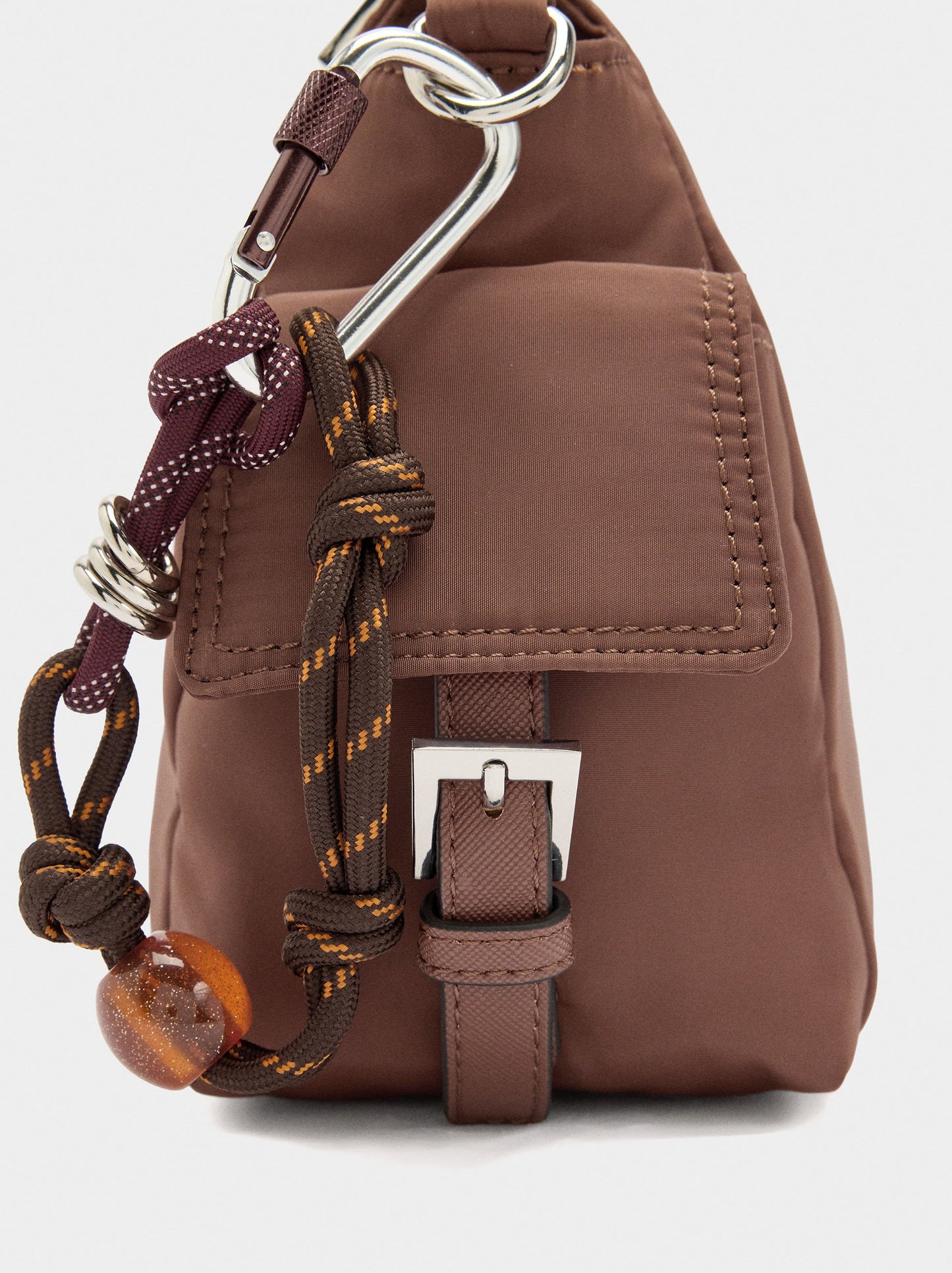 Nylon Crossbody Bag With Pendant