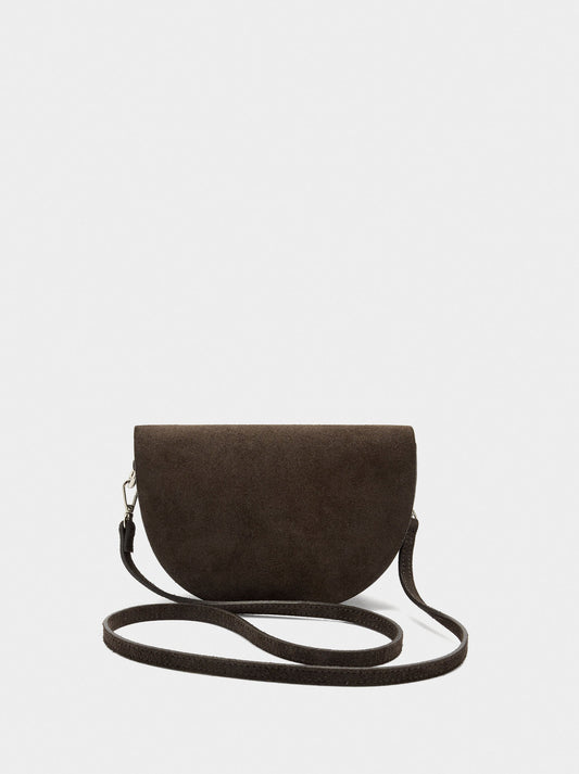 Suede Crossbody Bag With Flap