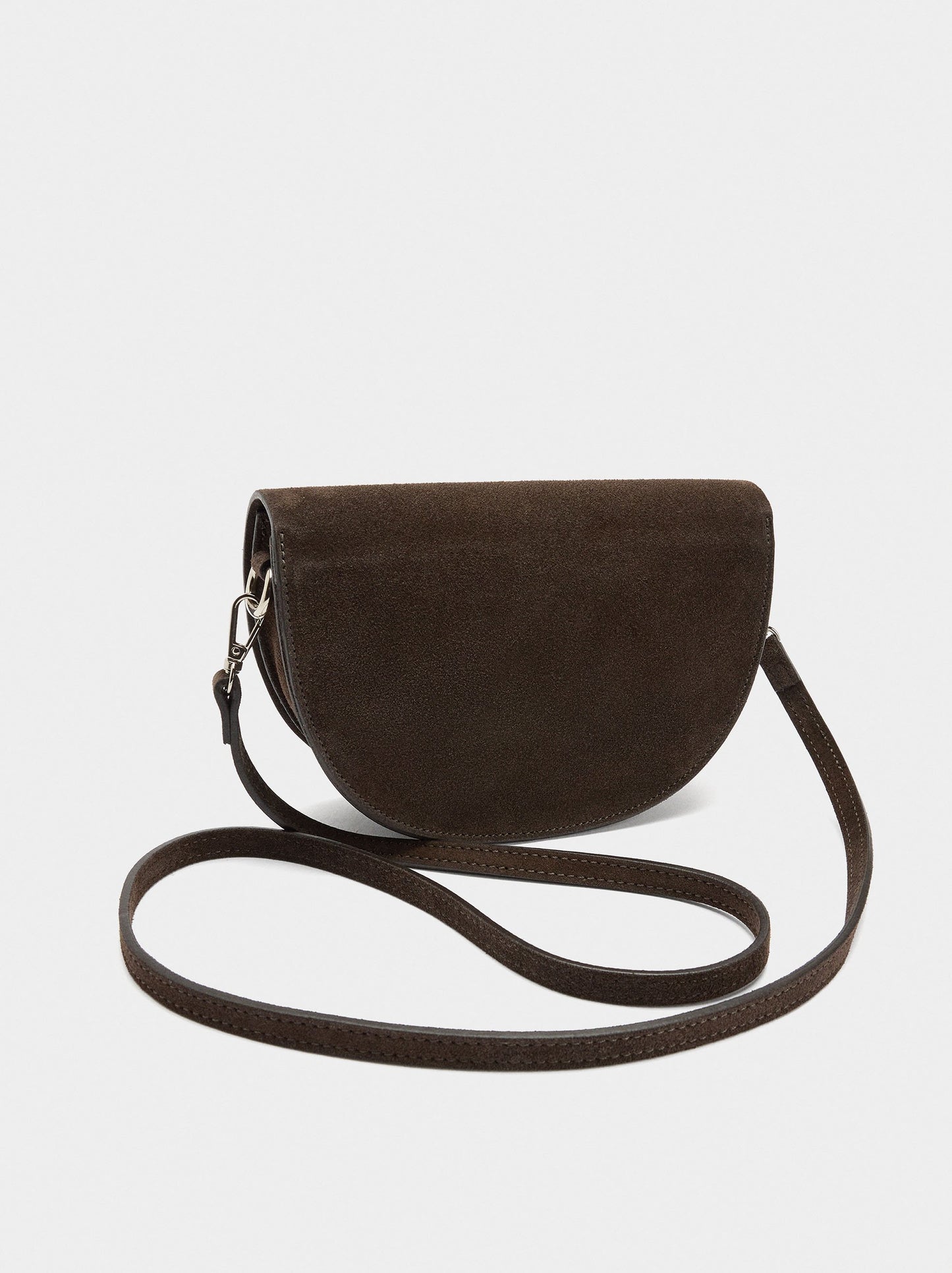 Suede Crossbody Bag With Flap