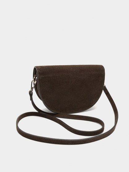 Suede Crossbody Bag With Flap