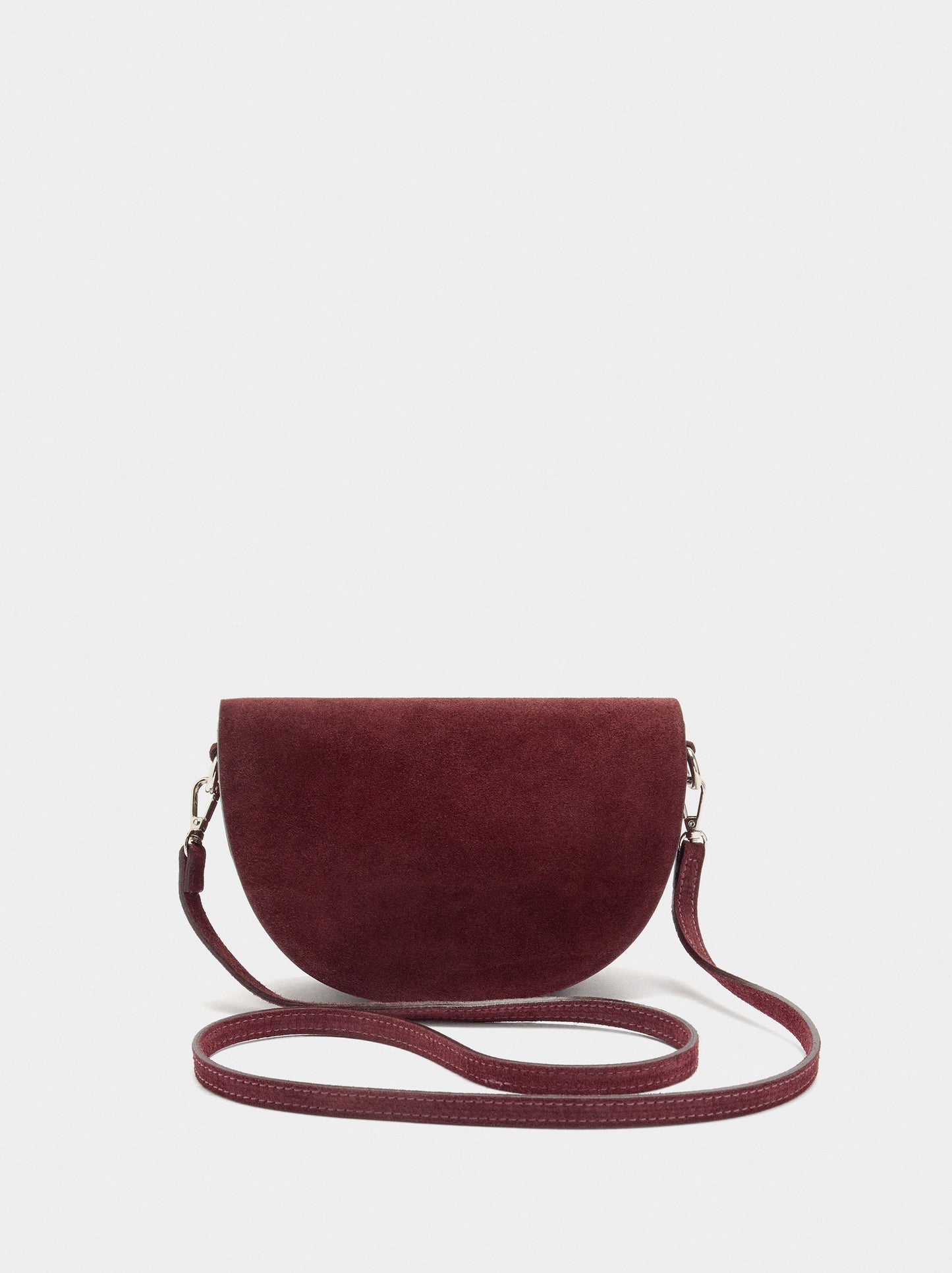 Suede Crossbody Bag With Flap