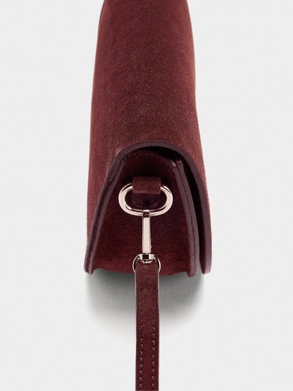 Suede Crossbody Bag With Flap