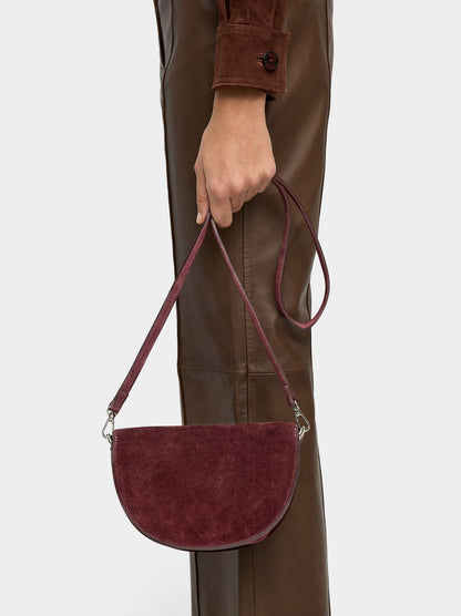 Suede Crossbody Bag With Flap