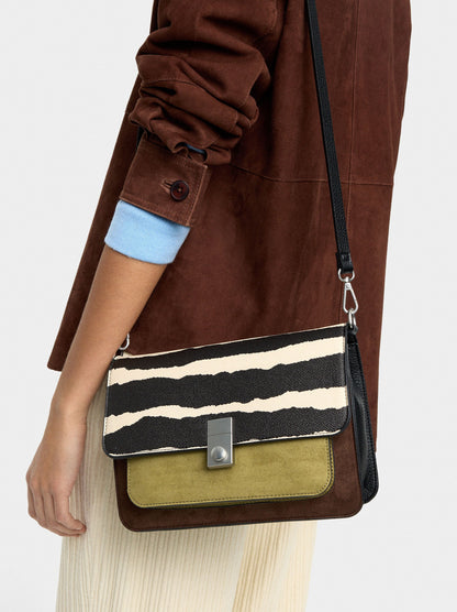 Animal Printed Crossbody Bag With Flap