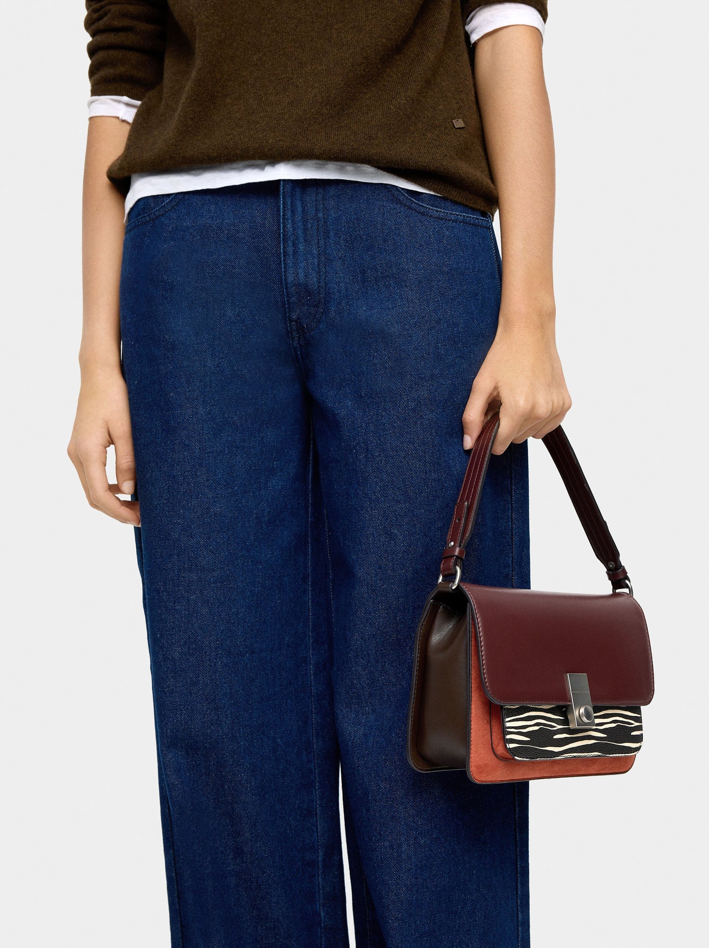 Animal Printed Crossbody Bag With Flap