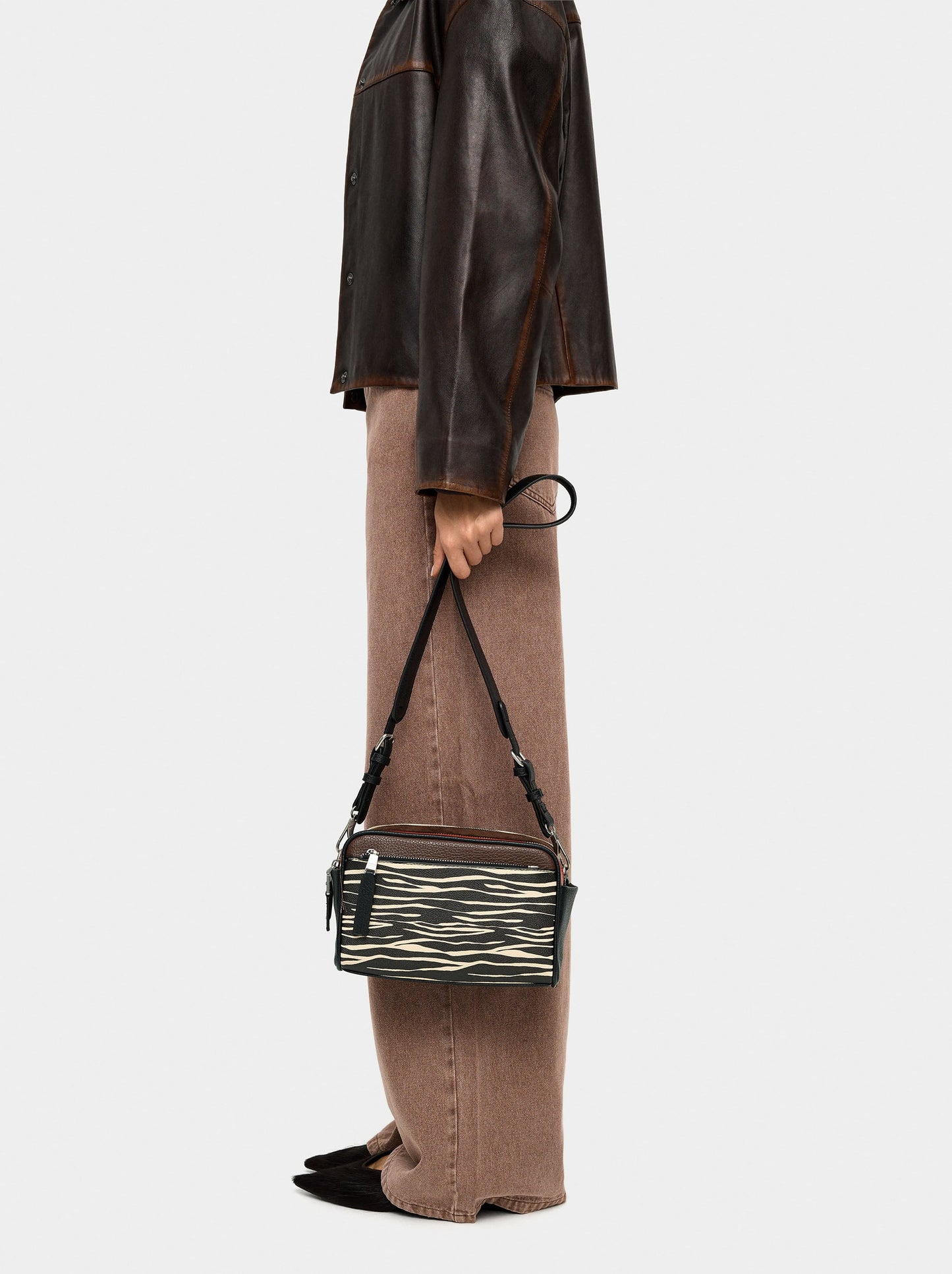 Crossbody Bag Animal Printed Double Closure