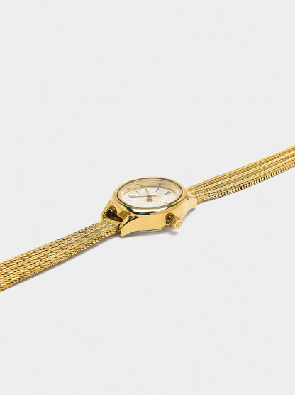 Oval Watch With Stainless Steel Mesh Bracelet