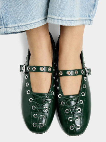 Ballet Flats Braided With Studs