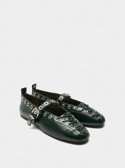 Ballet Flats Braided With Studs