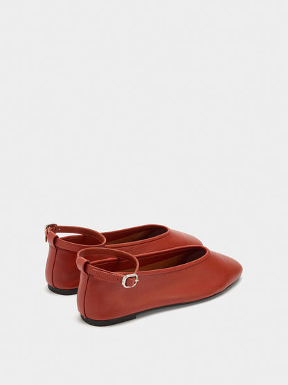 Leather Ballerinas With Strap And Buckle