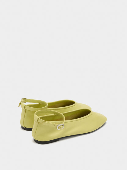 Leather Ballerinas With Strap And Buckle