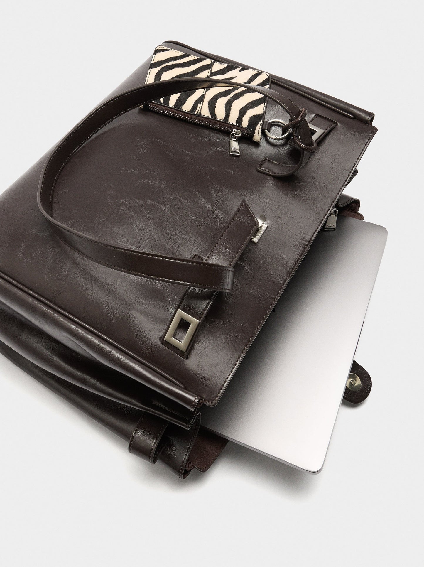 13" Laptop Bag With Leather Shoulder Strap
