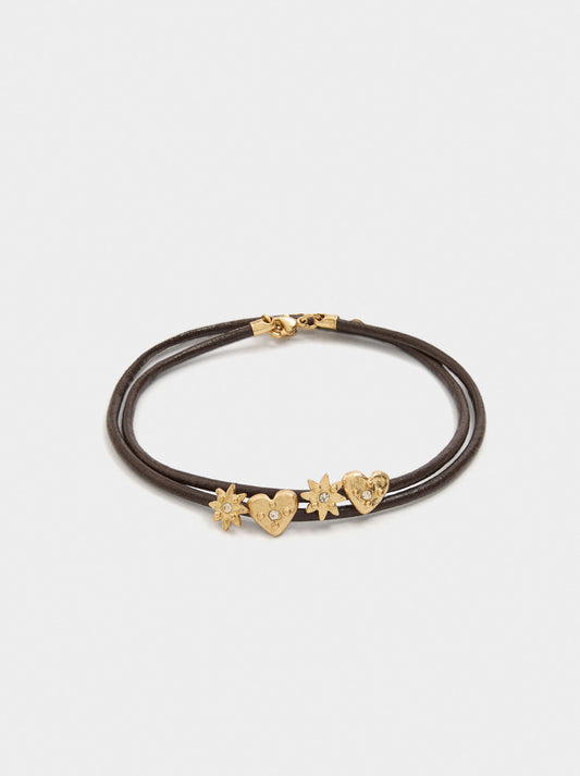 Leather Cord Bracelet With Charms