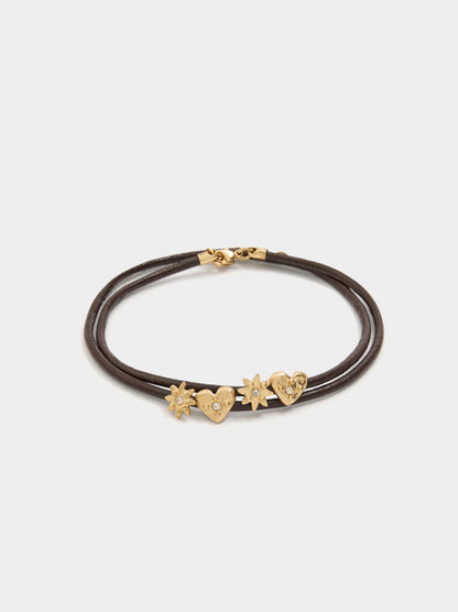 Leather Cord Bracelet With Charms
