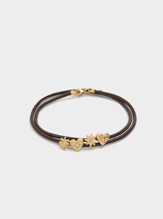Leather Cord Bracelet With Charms