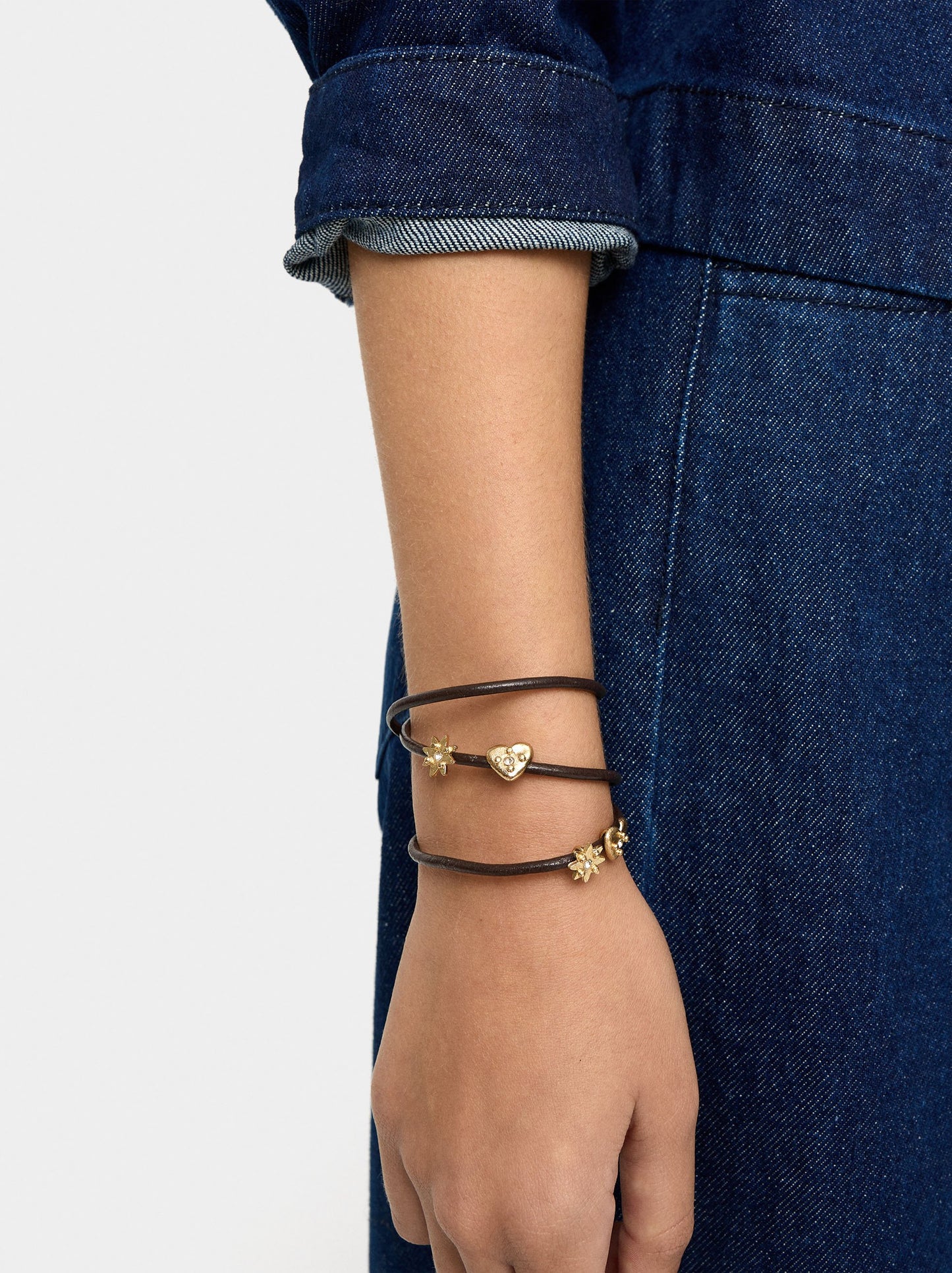 Leather Cord Bracelet With Charms