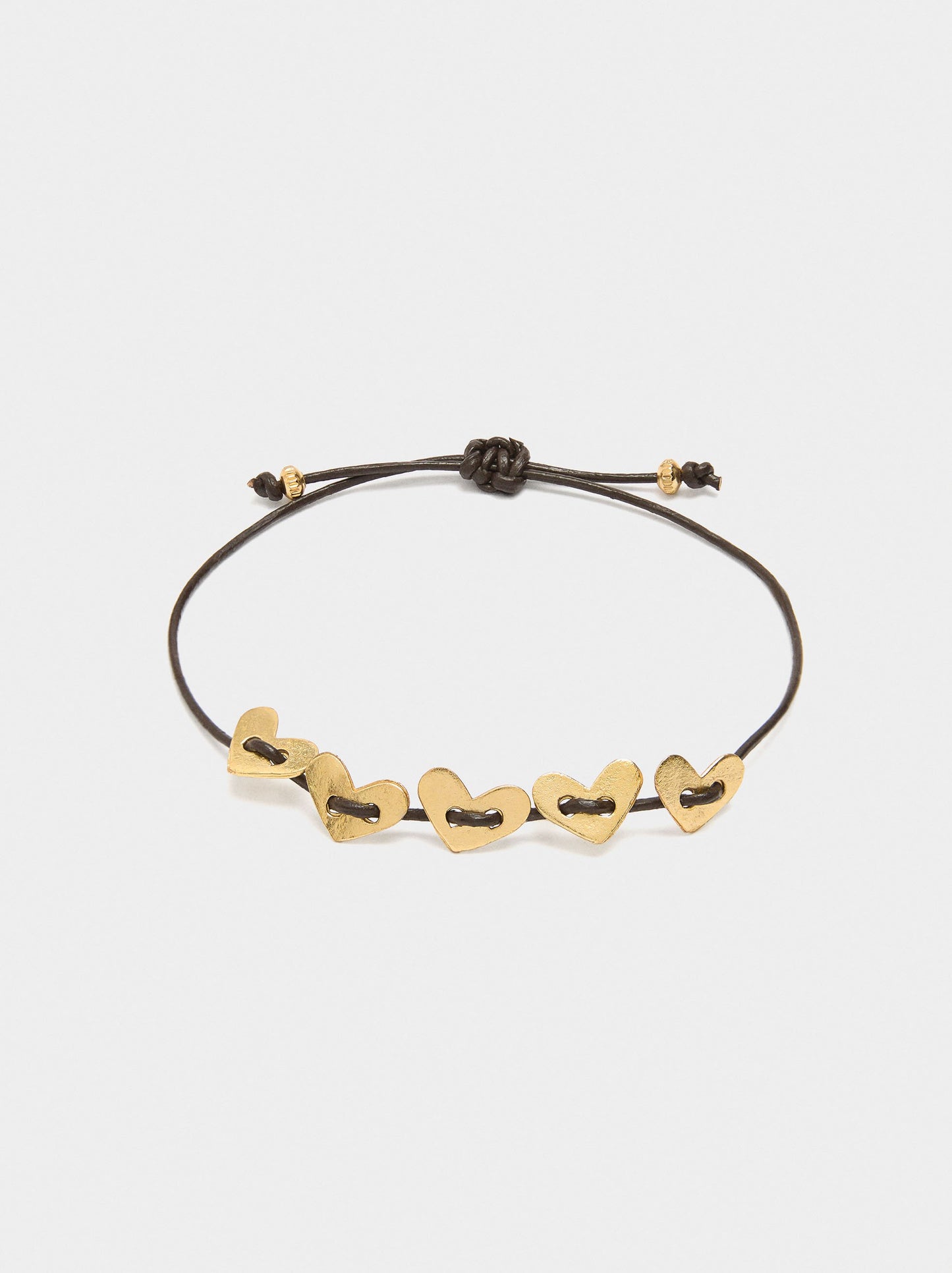 Leather Cord Bracelet With Hearts