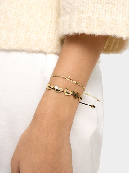 Leather Cord Bracelet With Hearts