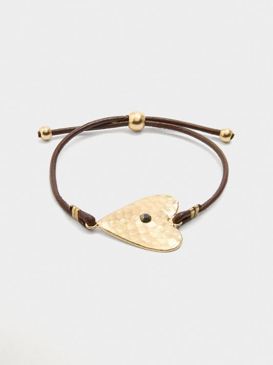 Leather Cord Bracelet With Heart
