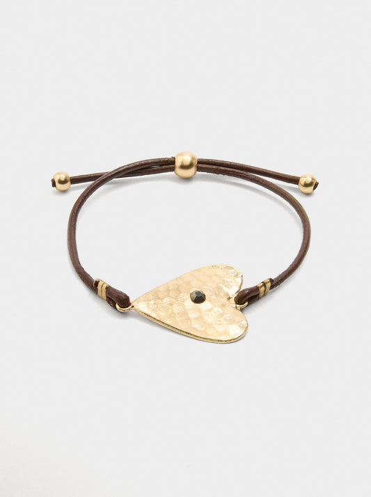Leather Cord Bracelet With Heart