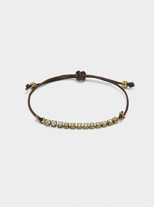 Leather Cord Bracelet With Crystals